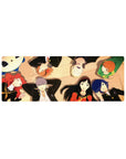 Anime mouse pad 32x12 inches featuring Persona 4 Golden characters: Yukiko, Chie, Naoto, Yu, Rise under golden light.
