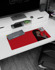 28x12 inches Yumeko Jabami mouse pad, confident side glance, crimson blazer and white shirt on red background.