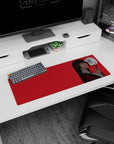 32x12 inches desk mat showing Yumeko Jabami smirking in crimson blazer and white shirt, side glance.
