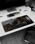 Durable 32x16 inch mouse pad with Guts in dark tones ideal for fans of epic anime visuals