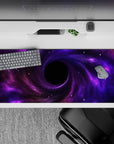 Violet-to-magenta midnight haze desk pad 36x16 inches, dreamy space mood with soft glowing starlight.