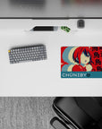 Anime girl mouse pad 14x10 inches in candy red and teal with creamy highlights, playful spell vibe.