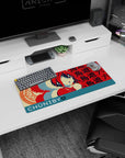 28x12 inches Rikka Takanashi mouse pad from Love, Chunibyo & Other Delusions, blushing behind eyepatch.