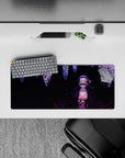 28x12 inches mouse pad with Nezuko Kamado surrounded by wisteria blossoms, capturing her gentle spirit and strength.