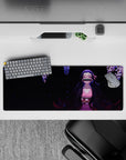 32x12 inches mouse pad featuring Nezuko Kamado with wisteria blossoms, perfect for creating a serene atmosphere at your desk.