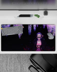 32x16 inches mouse pad showcasing Nezuko Kamado surrounded by wisteria blossoms, capturing her quiet strength and grace.
