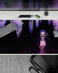 40x20 inches desk pad showcasing Nezuko Kamado with delicate wisteria blossoms, perfect for adding tranquility and anime charm to your workspace.
