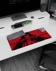 Dynamic Akame Silhouette Strike artwork on 28x12 mouse pad perfect for celebrating minimalist design and anime legacy