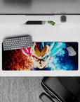 Compact 32x12 inch mouse pad highlighting Vegeta's raw energy and ultimate power for Dragon Ball fans