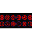 Naruto Sharingan lineup anime desk pad, Mangekyo eyes collection design, 36x16 inches.