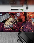 40x20 inches mouse pad with Sung Jin-Woo design, capturing the intensity of his battle with a towering demon, crackling with energy and lightning.