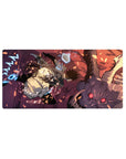 Mouse pad featuring Sung Jin-Woo design, 32x16 inches, with crackling lightning and energy bursts as he battles a towering demon for an intense effect.