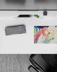Cinematic blue-green neon swirl, soft heartbreaking vibe on Shelter anime mouse pad, 14x10 inches.