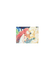 Shelter anime mouse pad 14x10 inches with red-haired girl and glowing blond figure, neon splash background.