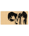 Anime girl mouse pad 32x16 inches with bold ink sketch of two stylish girls and clean negative space.
