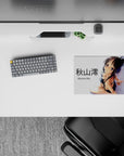 Sexy-cute anime mouse pad 14x10 inches with glossy black, soft skin highlights, clean white minimalist vibe.