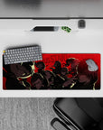 Persona 5 Royal 32x12 inch mouse pad featuring Phantom Thieves, Morgana front and center, with a dramatic red noir backdrop.