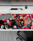 Persona 5 Royal desk pad 36x16 inches featuring Phantom Thieves squad with Joker, Ann, Ryuji, Makoto, and Futaba in action.
