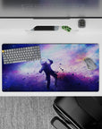 Violet, icy blue, and soft pink haze mouse pad 32x16 inches, calm cosmic vibe for long sessions.