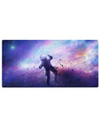 Galaxy nebula starfield desk mouse pad, 32x16 inches, with dreamy gradient clouds and speckled dust.