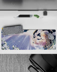 32x12 inches desk mouse pad in midnight blues with starlit glow, soft gradients, and calm romantic vibe.