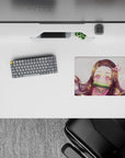 Nezuko anime mouse pad, 14x10 inches, featuring her starlit eyes, pink highlights, and sparkles in her flowing hair.