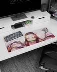 Anime mouse pad 32x12 inches featuring Nezuko with starlit eyes and pink highlights, adding charm to any workspace.