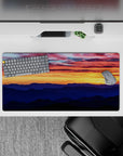 32x16 inches mouse pad with a vibrant sunset scene, blending fiery skies with serene mountains for a peaceful, nature-filled atmosphere.