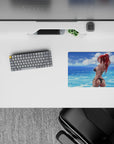 Ocean-blue calm anime mouse pad 14x10 inches with sunlit water ripples, soft clouds, and beach vibes.