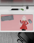Zero Two anime mouse pad, 32x16 inches, features her in a bold red uniform with clean lines and a soft background.