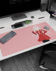 Anime mouse pad 40x20 inches featuring Zero Two from Darling in the Franxx, highlighting her bold red uniform with pink accents.