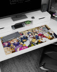 36x16 inches anime desk pad showing chefs and classmates leaning over steaming plates, grins and surprises.
