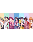 Anime girl desk pad 36x16 inches with lineup pose, clean studio style, crisp print for gaming setup.