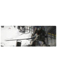 32x12 inches anime mouse pad with Gundam-style mecha in a ruined cathedral, bold print and smooth tracking.