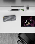 Moody dark purple anime mouse pad 14x10 inches, silky tones and heavy shadows for late-night gaming.