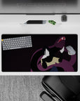 32x16 inches anime mouse pad in dark silky purple tones with moody shadows for late-night gaming.