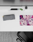 Pink and crimson anime girl mouse pad 14x10 inches with cozy best-friends chaos vibe and sweet contrast.