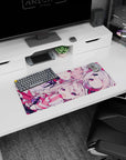 28x12 inches anime girl mouse pad featuring a winking pale-haired girl with candy-bright ribbons.