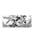 28x12 inch mouse pad featuring Tanjiro and Nezuko Kamado in dynamic black-and-white manga design