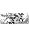 32x12 inch mouse pad featuring Tanjiro and Nezuko Kamado in striking black-and-white action art
