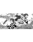 36x16 inch desk pad highlighting Tanjiro and Nezuko Kamado in dramatic black-and-white manga art