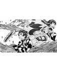 40x20 inch desk pad featuring Tanjiro and Nezuko Kamado in striking black-and-white art for Demon Slayer fans