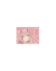 Anime mouse pad featuring Zero Two from Darling in the Franxx, 14x10 inches, with soft blush tones and a serene yet edgy vibe.
