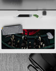 Black and red Akatsuki mouse pad 32x12 inches with crimson moon, dark vibe for gaming and work.
