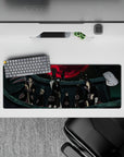Black and red Akatsuki mouse pad 32x12 inches with crimson moon, dark vibe for gaming and work.