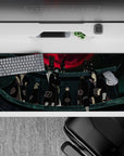 Black and red Akatsuki desk pad 36x16 inches, bold red clouds and dark, thrilling late-night vibe.