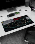 Itachi Uchiha and Akatsuki lineup under a giant red moon mouse pad 32x16 inches.