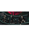 Naruto Shippuden Akatsuki anime desk pad 36x16 inches with red cloud cloaks and crimson moon.