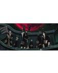 Naruto Shippuden Akatsuki anime desk pad 36x16 inches with red cloud cloaks and crimson moon.