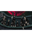 Naruto Shippuden Akatsuki group desk pad, 40x20 inches, red cloud cloaks under a crimson moon.